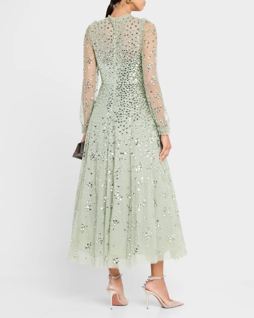 Leila Sequin Dot Tulle Ankle Gown