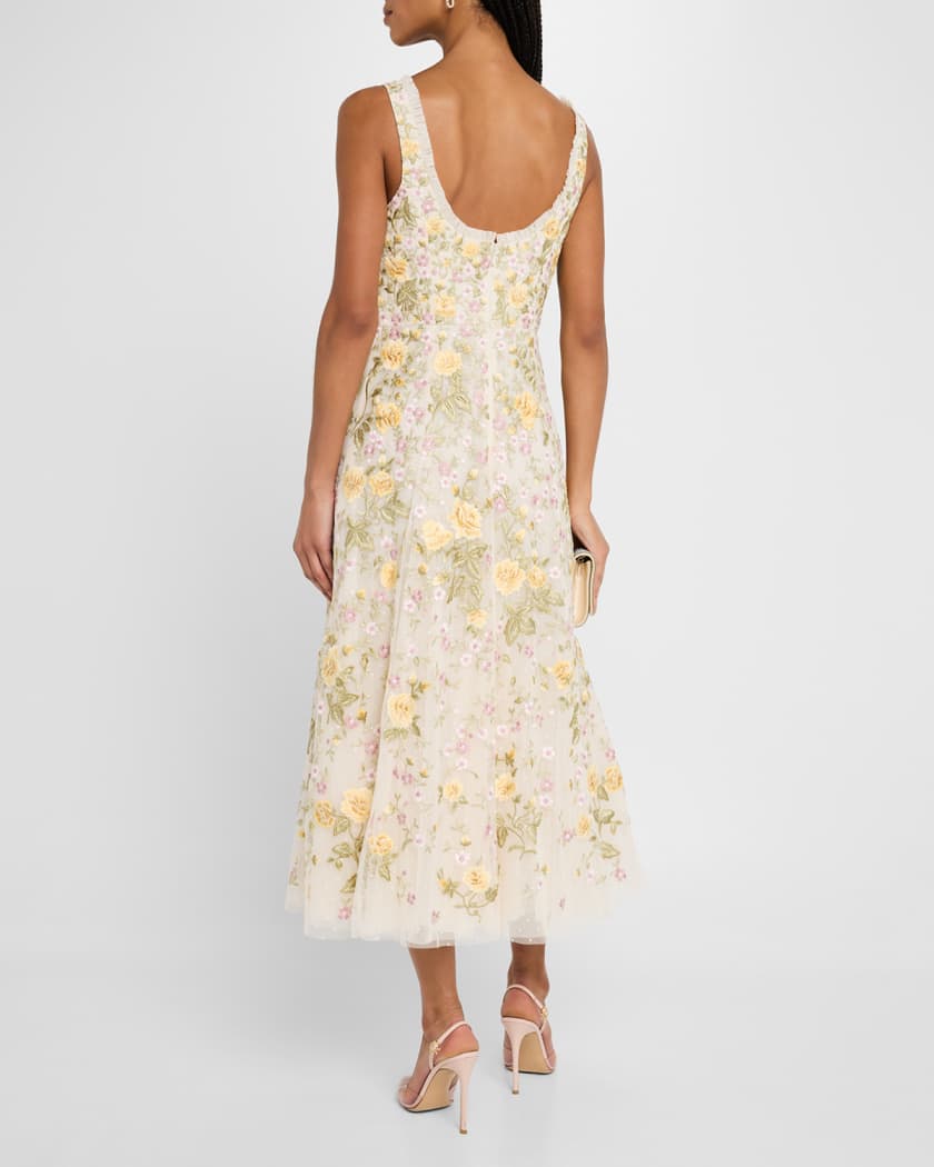 Embroidered Florine Scoop-Neck Ballerina Dress