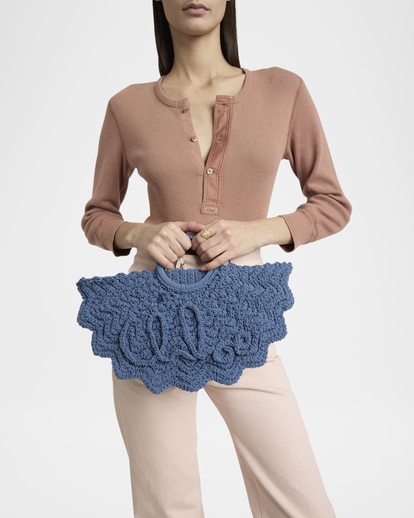 Passementerie Crochet Top-Handle Bag in Fabric 