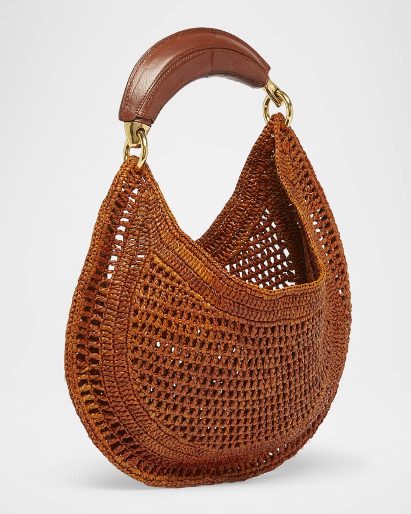 Summer Banana Top-Handle Bag in Crochet Fabric 