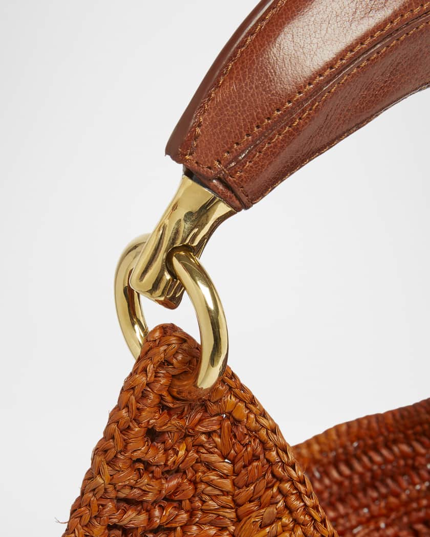 Summer Banana Top-Handle Bag in Crochet Fabric 