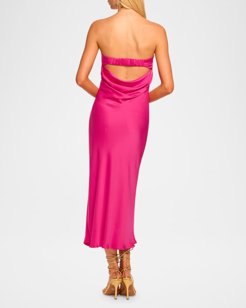 Shauna Strapless Cowl-Back Midi Dress