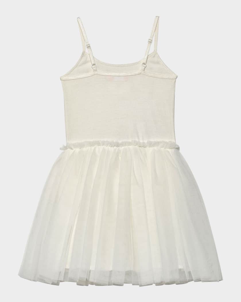Girl's White Lotus Embellished Tutu Dress, Size 6M-24M