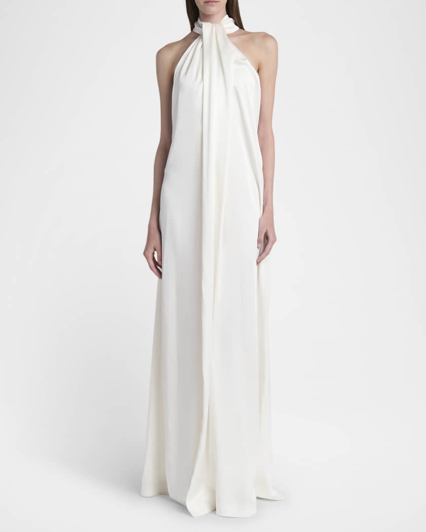 Envers Draped Satin Halterneck Dress