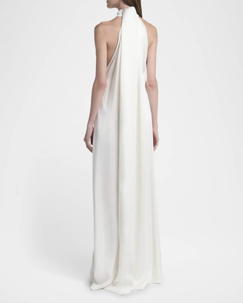 Envers Draped Satin Halterneck Dress