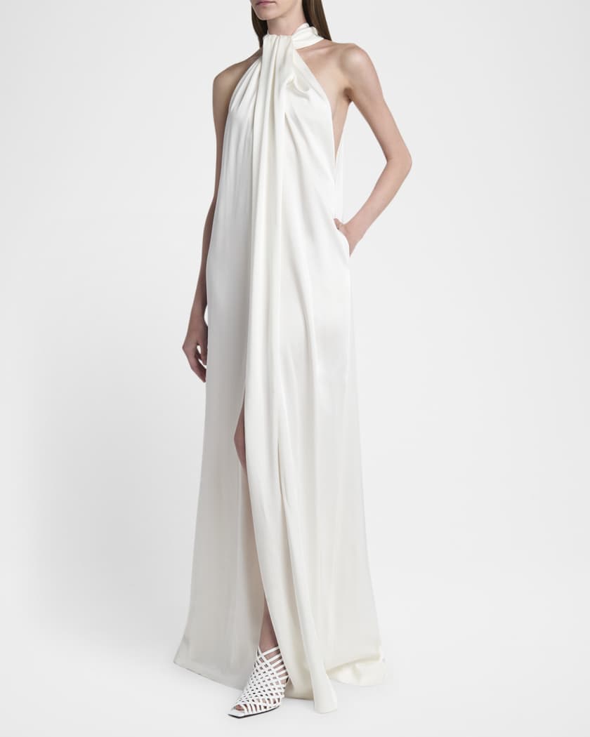 Envers Draped Satin Halterneck Dress