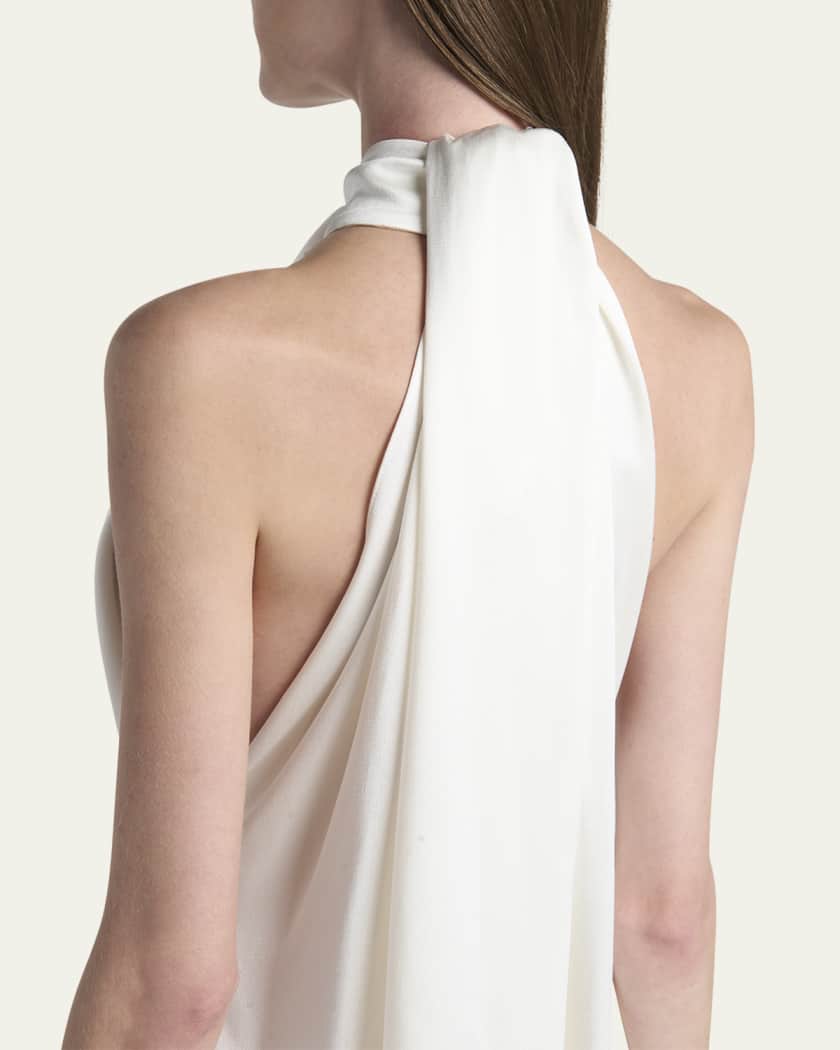 Envers Draped Satin Halterneck Dress