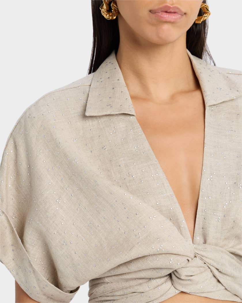 Chiara Embellished Twist-Front Top