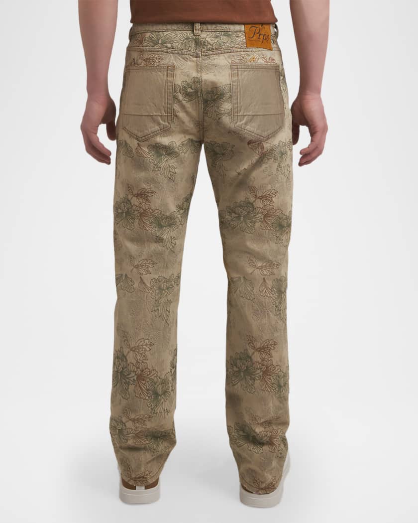 Men's Okinawa Floral Embroidered Five-Pocket Pants