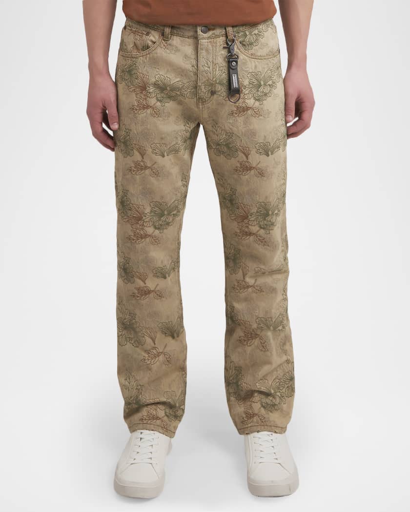 Men's Okinawa Floral Embroidered Five-Pocket Pants