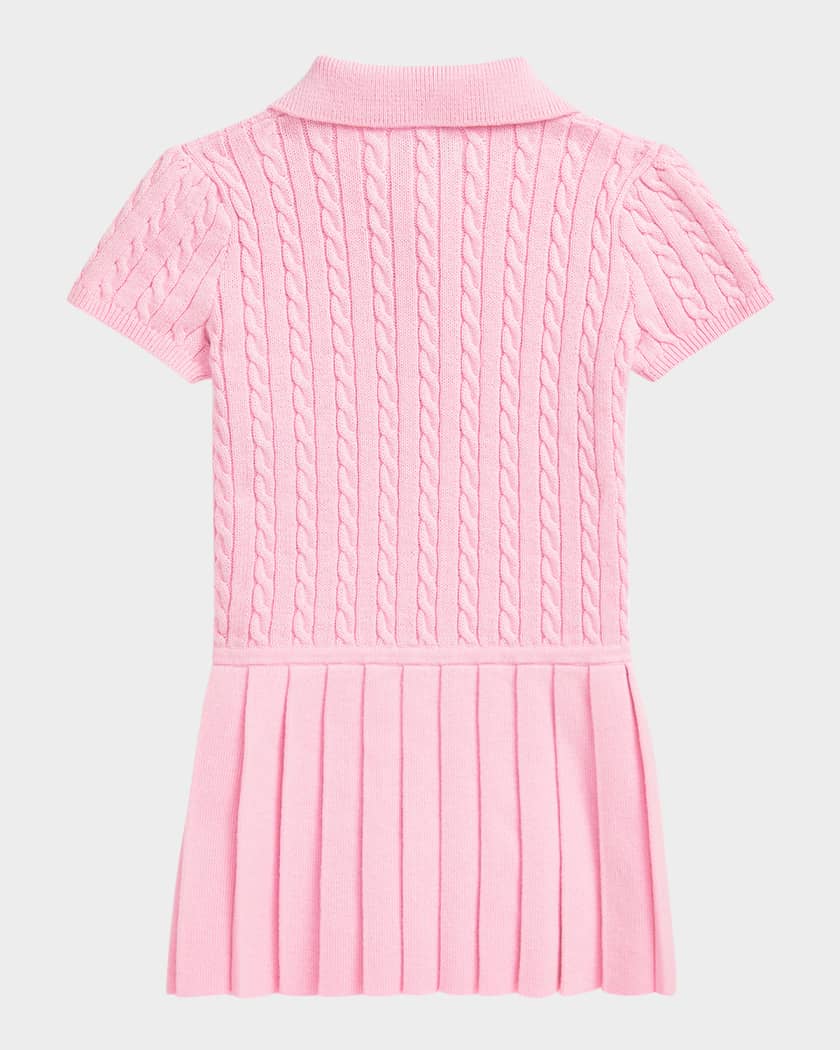 Girl's Cable Knit Polo Dress, Size 3M-24M