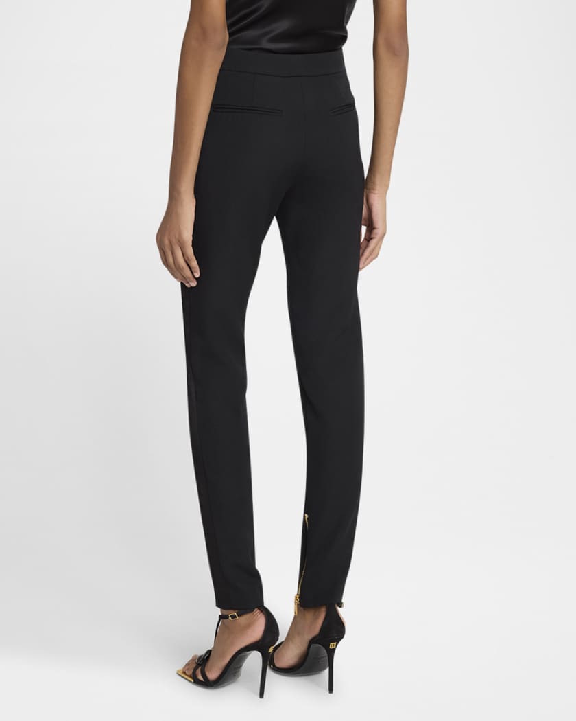 パンツ BALMAIN SS25 ZIPPED SATIN SLIM PANTS (EF0PM045ME54 EAP) Zipped slim-fit grain de poudre trousers - Women | BALMAIN