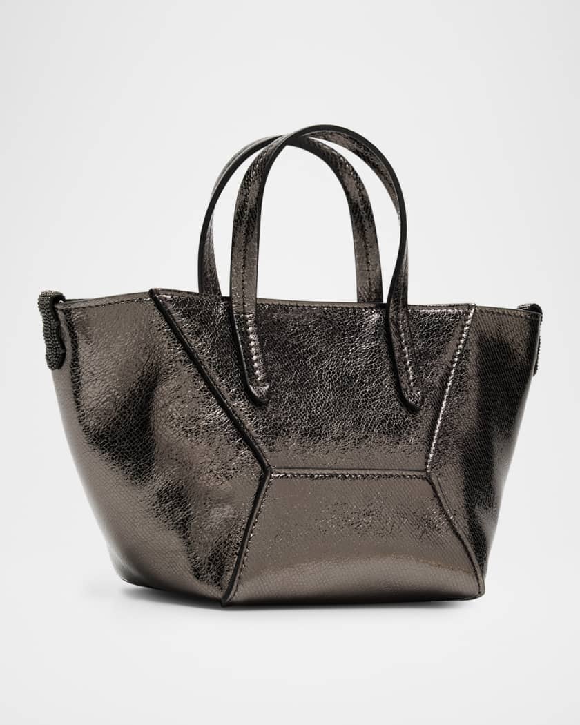 Brunello Cucinelli Duo Mini Metallic Leather Shopper Tote