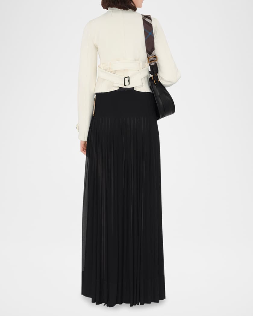 Bar Pleated Maxi Skirt With Belt