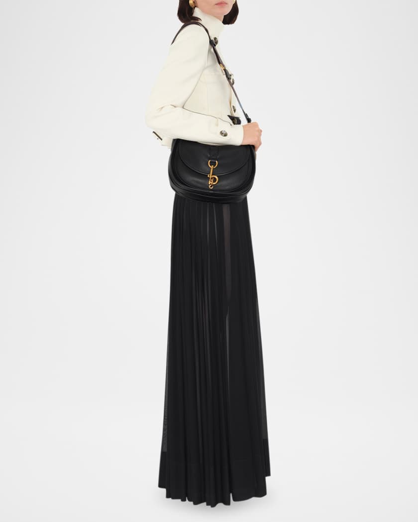Bar Pleated Maxi Skirt With Belt