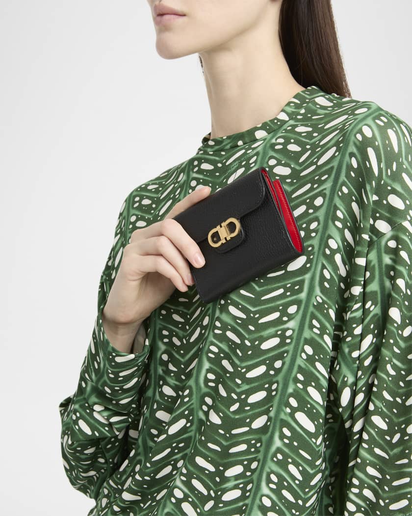 Double Gancio Grainy Leather Wallet 