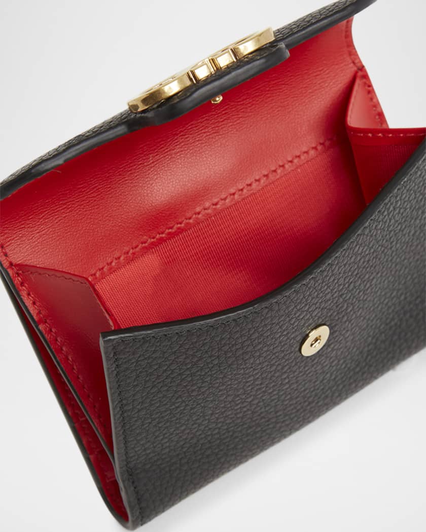 Double Gancio Grainy Leather Wallet 