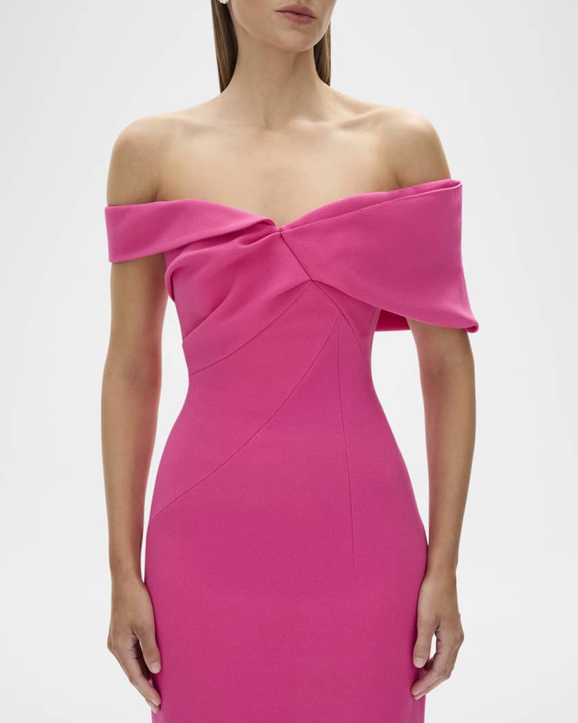 Melody Draped Off-The-Shoulder Column Gown