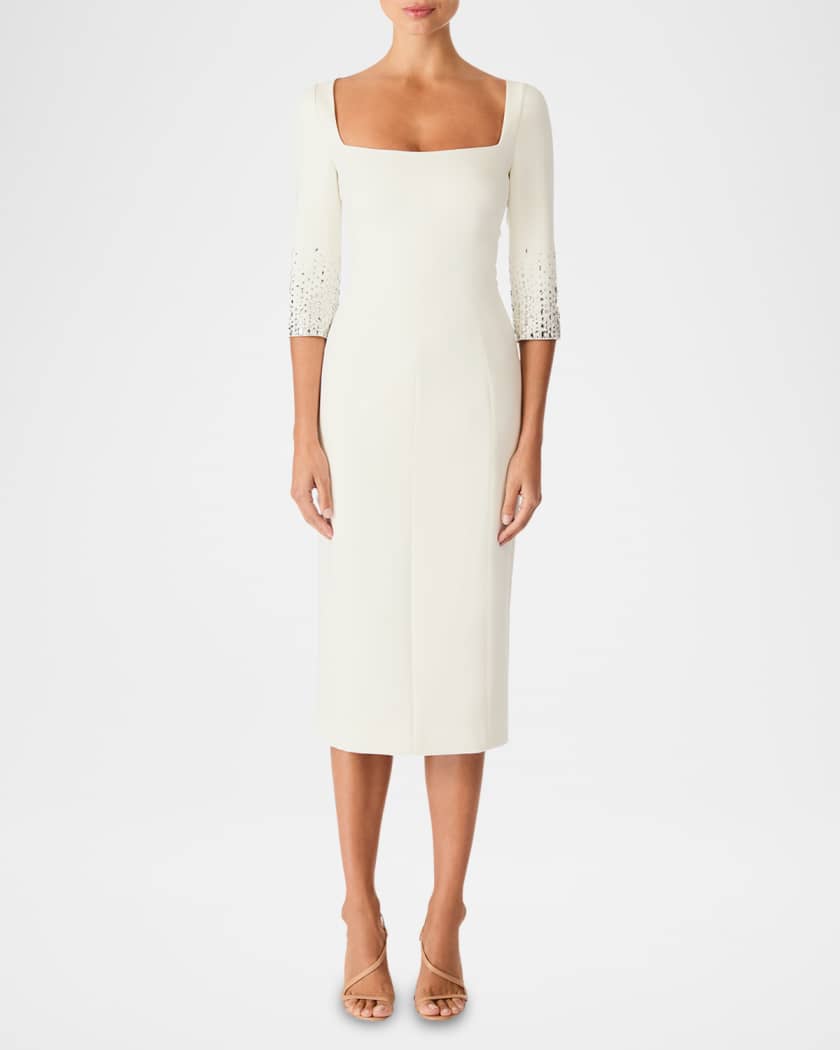 Rosebud Crystal 3/4-Sleeve Sheath Dress