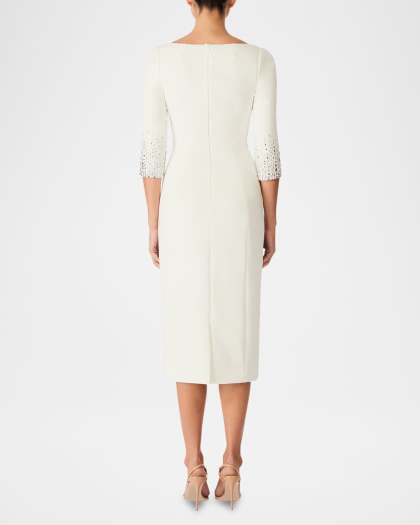 Rosebud Crystal 3/4-Sleeve Sheath Dress