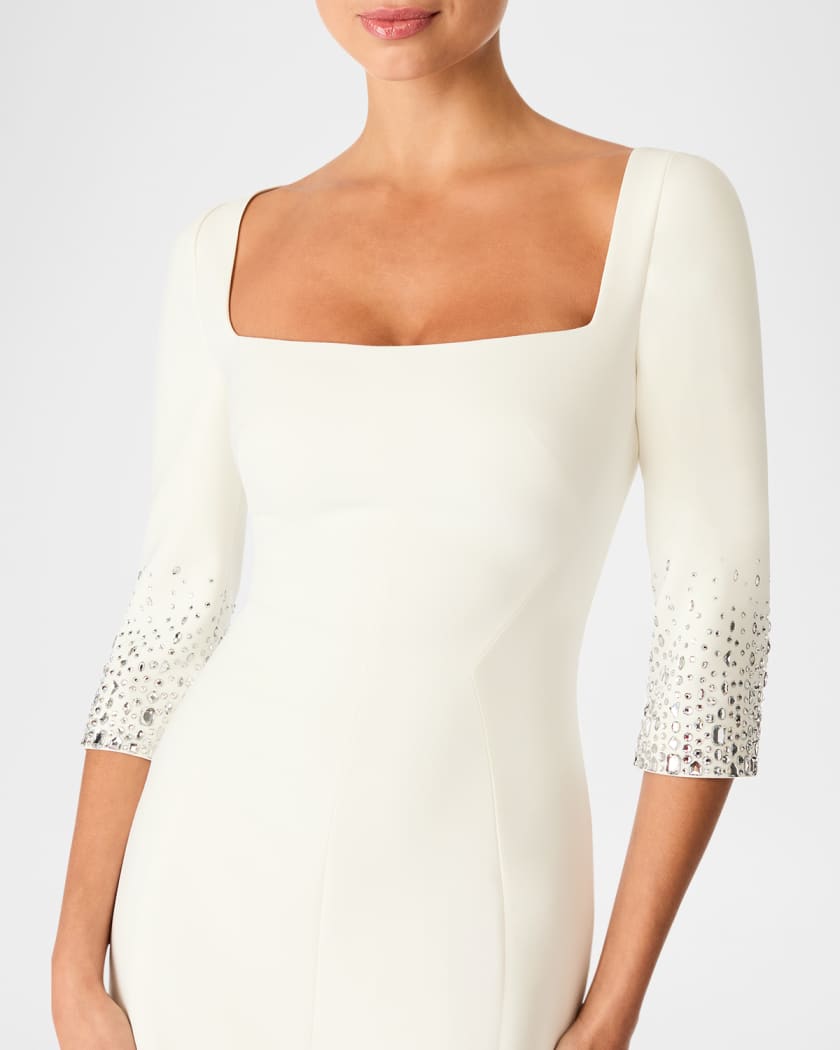 Rosebud Crystal 3/4-Sleeve Sheath Dress