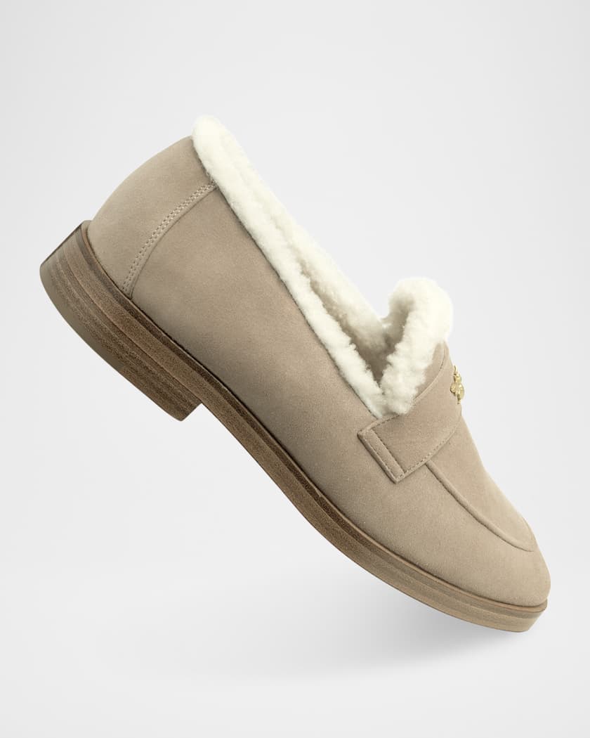 Flaneur Curly Shearling-Lined Suede Loafers