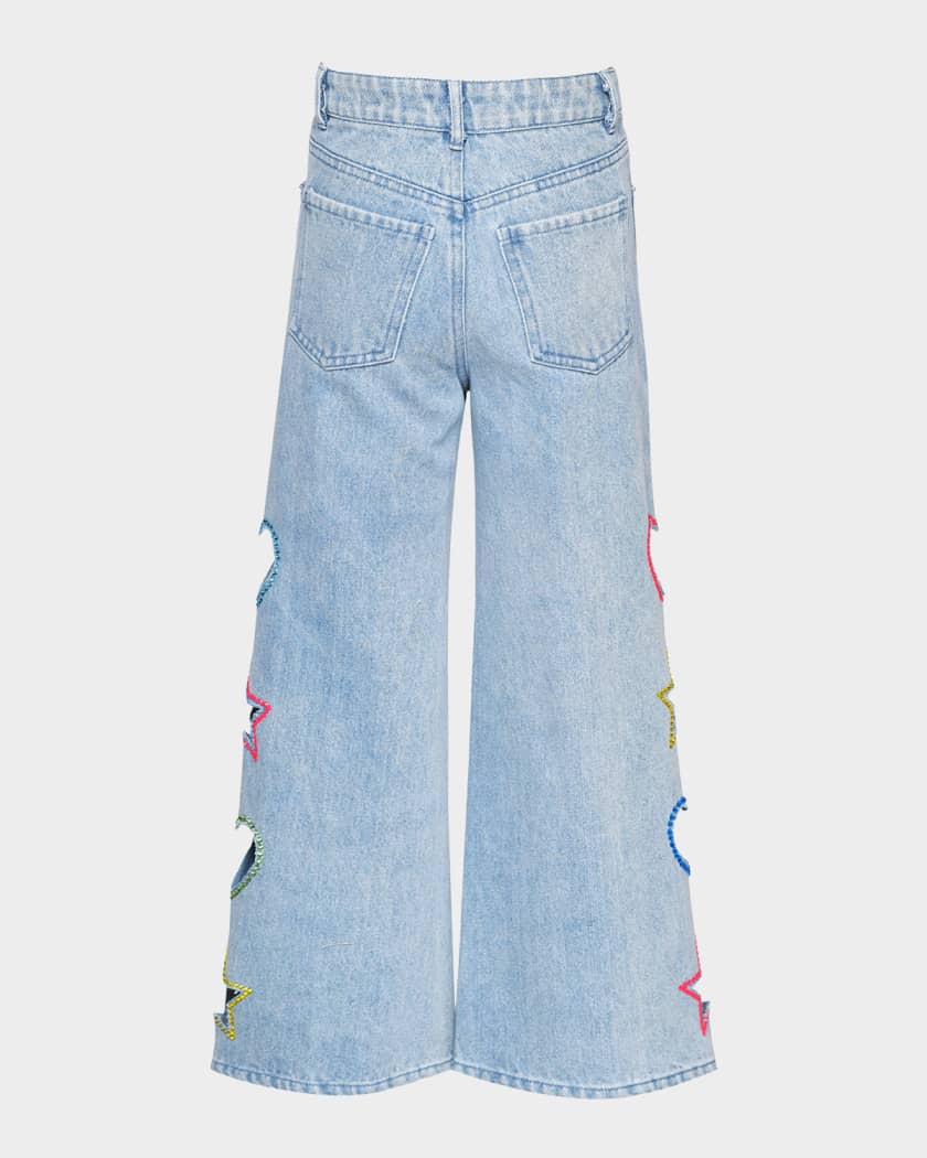 Girl's Jeans W/ Hearts & Stars Cut Outs, Size 4-14
