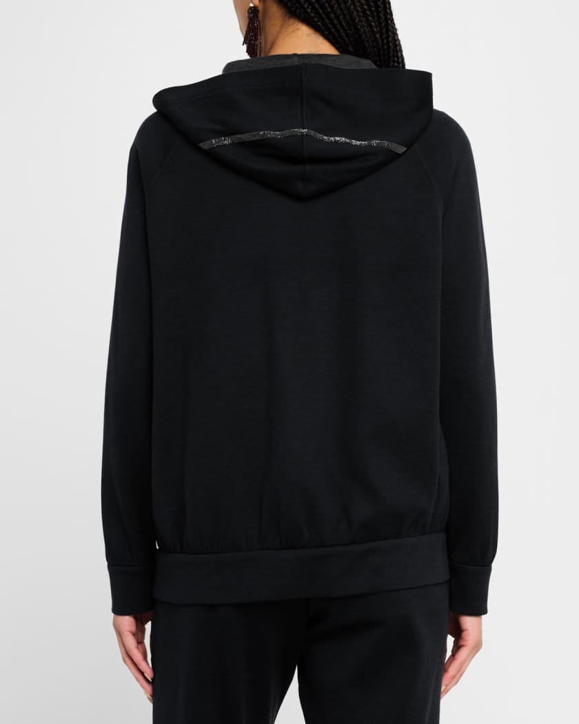 Brunello Cucinelli Monili-Trim Cotton-Silk Zip Hoodie