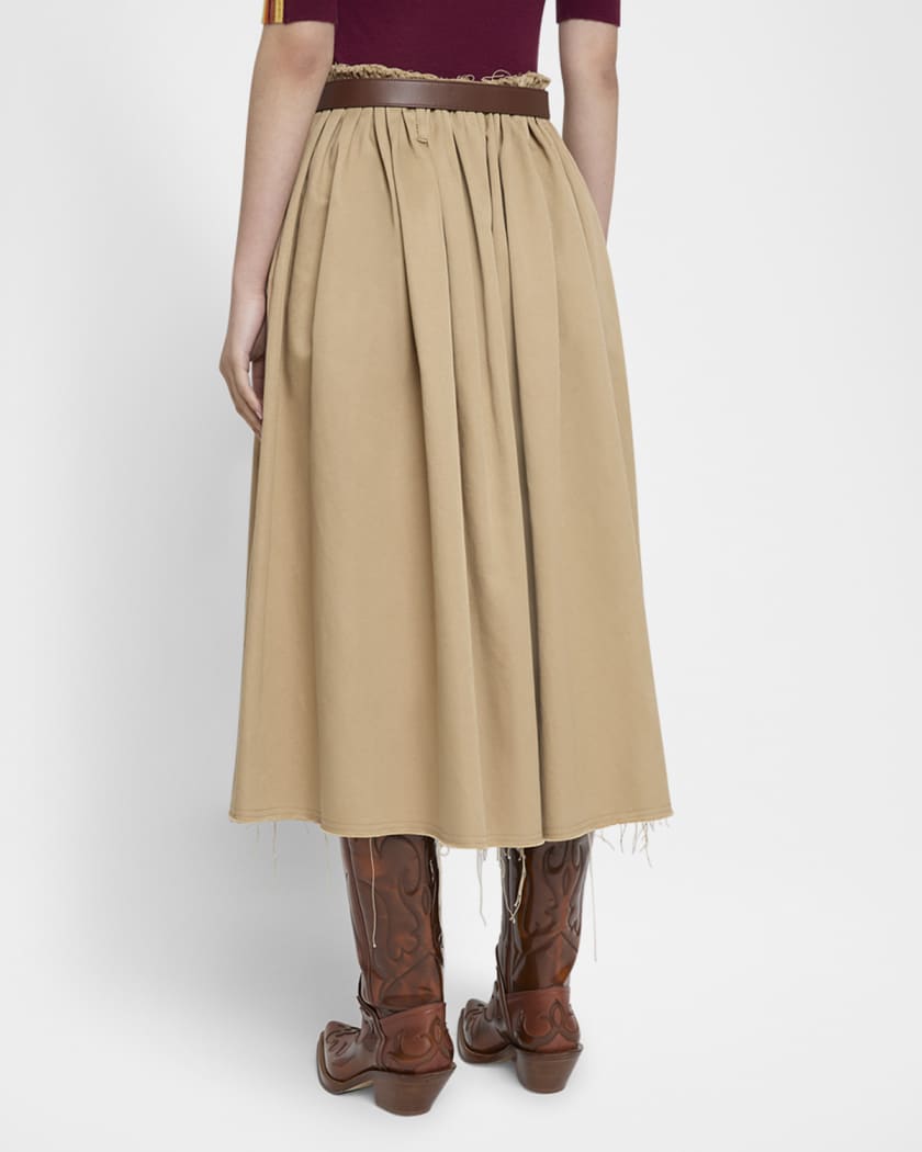 Chiara Frayed Poplin Midi Skirt