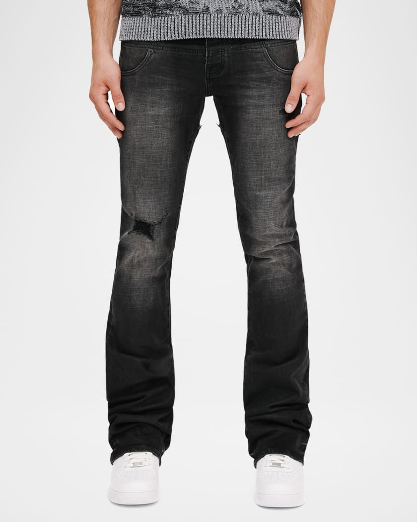 Men's Coated Double-Waist Flare Jeans