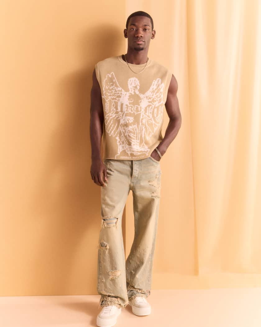 Men's P018 Verditer Destroyed Jeans