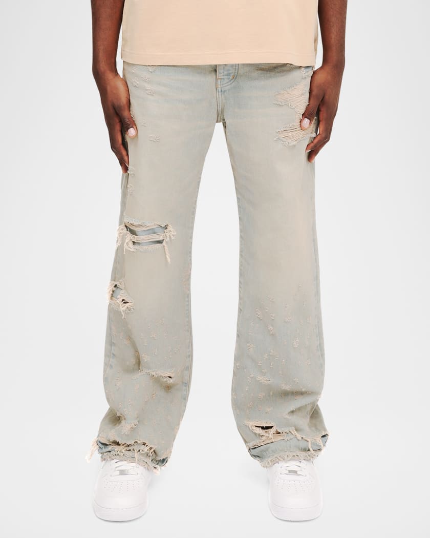 Men's P018 Verditer Destroyed Jeans