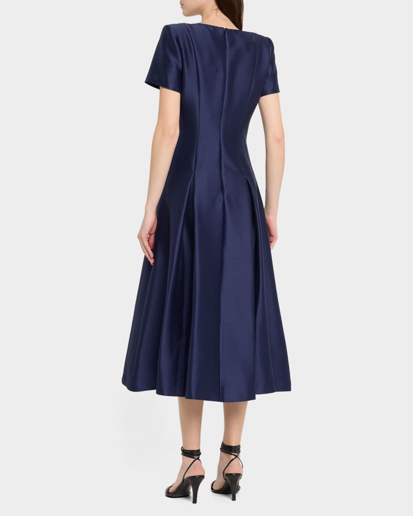 Pleated A-Line Midi Dress