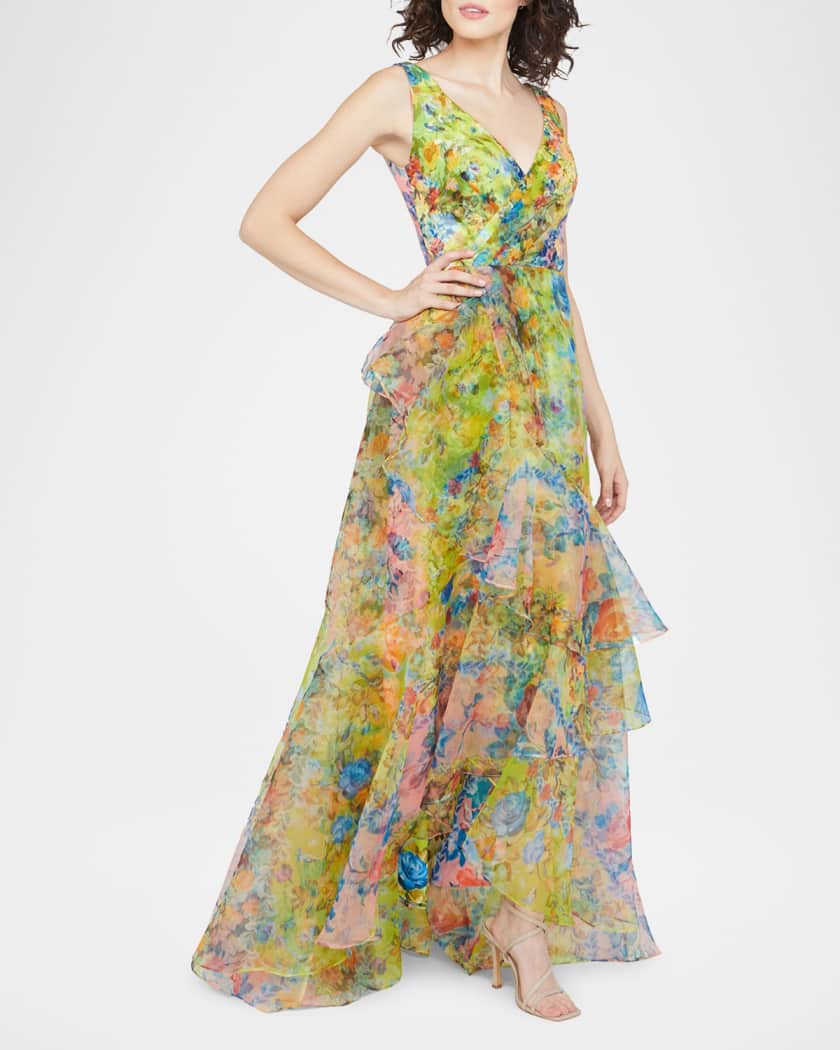 Mindy High-Low Ruffle Organza Gown