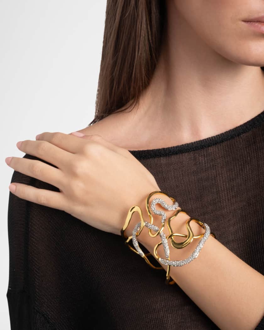 Solanales Gold Crystal Intertwined Cuff Bracelet