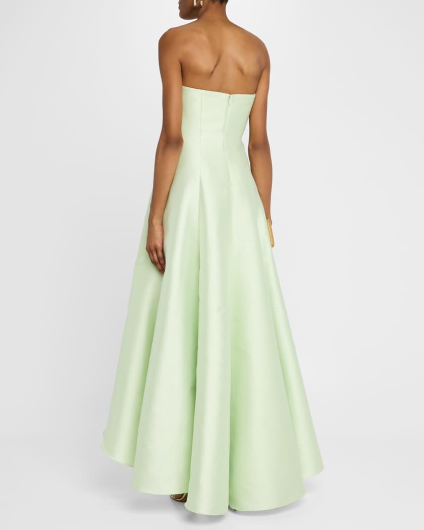 Strapless High-Low Pique Gown