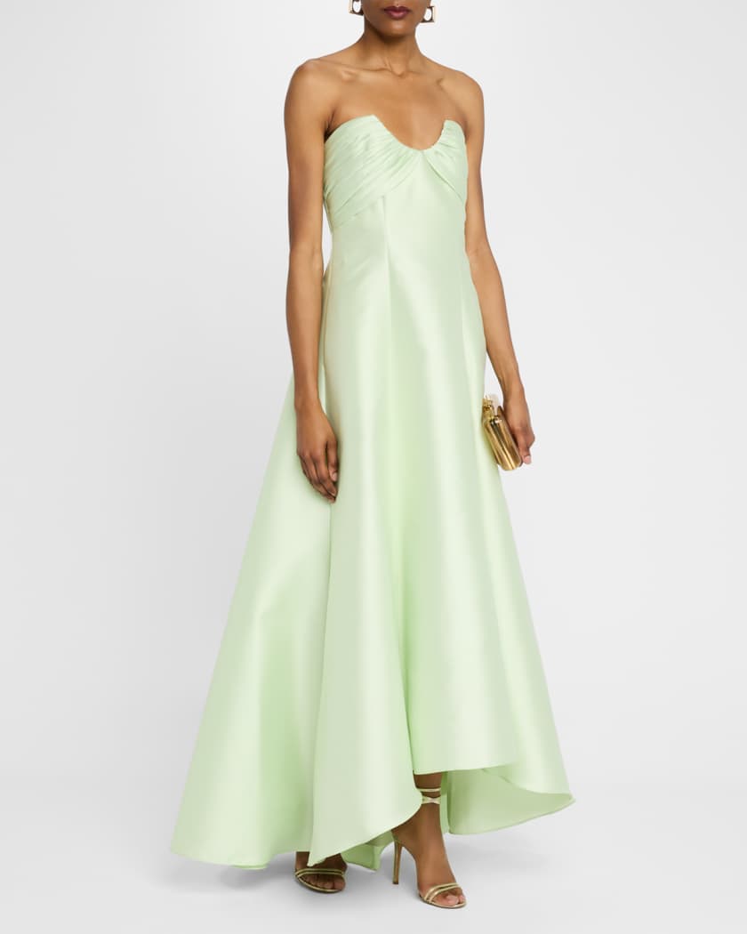 Strapless High-Low Pique Gown