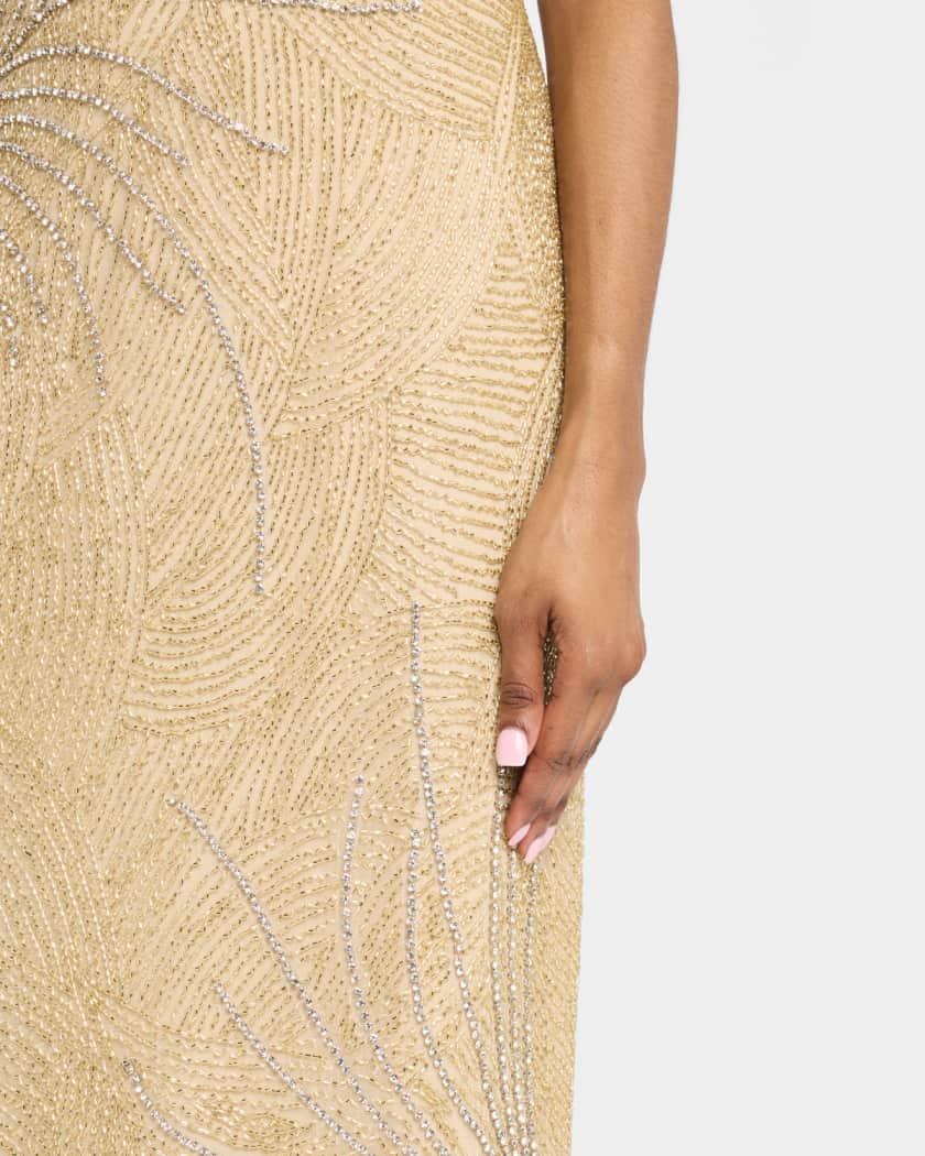 Beaded One-Shoulder Column Gown
