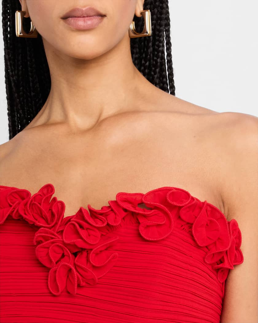 Strapless Shirred Georgette Mini Dress