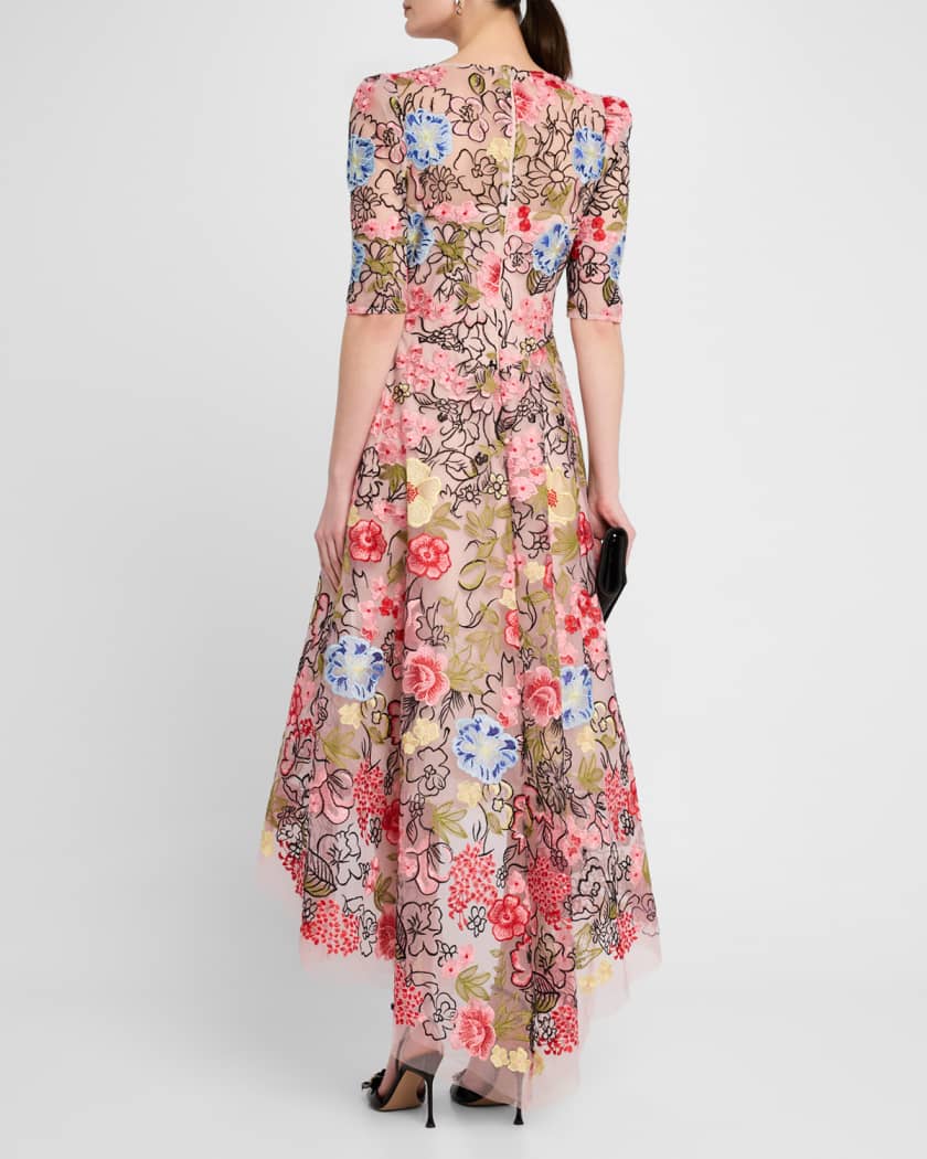 Embroidered High-Low Maxi Dress