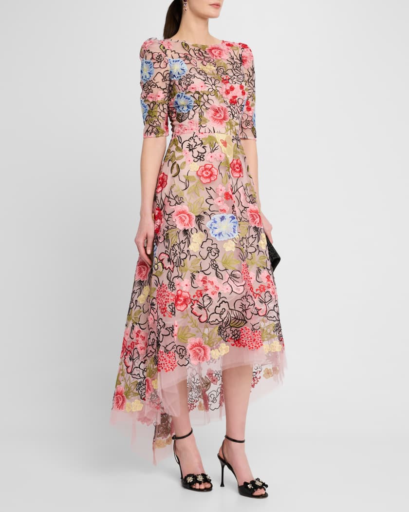 Embroidered High-Low Maxi Dress