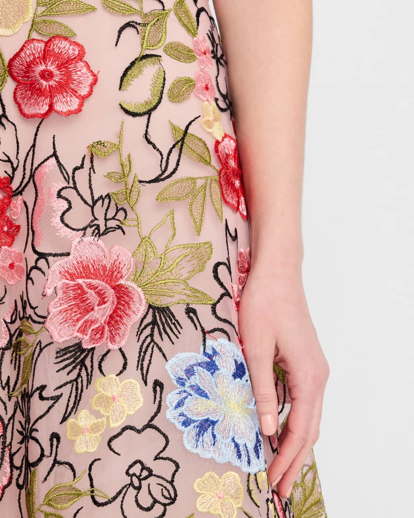Embroidered High-Low Maxi Dress