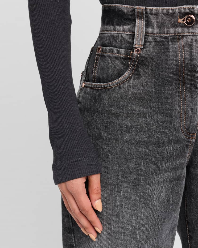 Brunello Cucinelli Vintage Wash Square Denim Jeans | Neiman