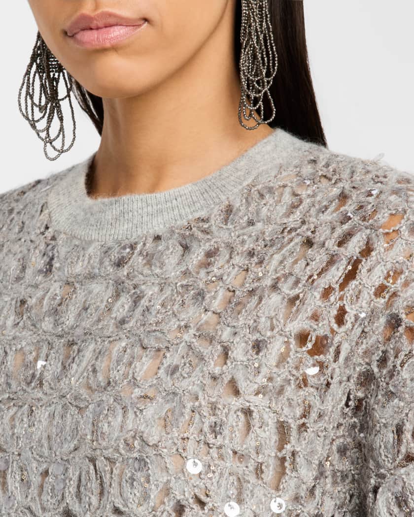 Brunello Cucinelli Wool-Cashmere Cocco Knit Paillette Mini