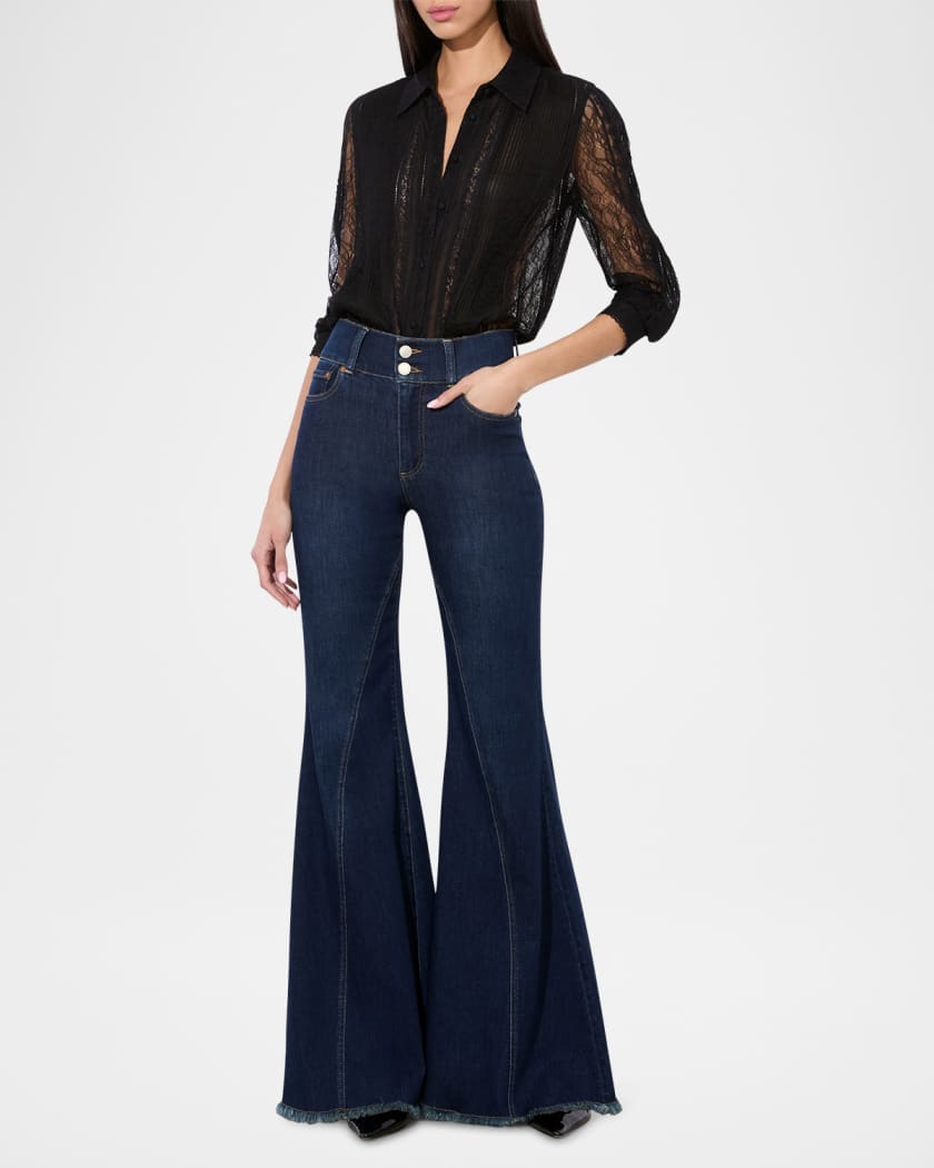 Willa Mixed-Media Lace Placket Top