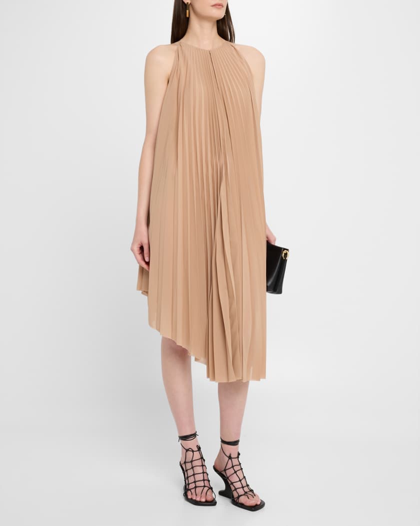 pleated halter midi dress Azizi Pleated Halter Midi Dress - Chocolate & Blue Ombre Print main image 0