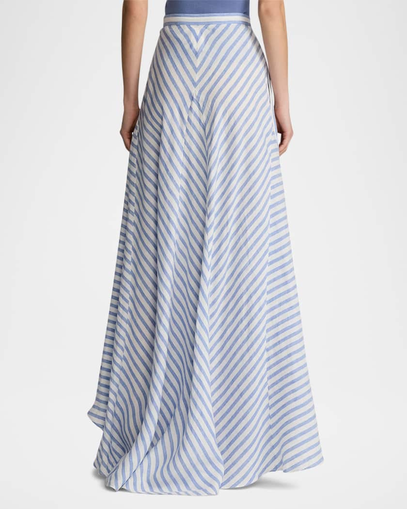 Shamus Umbrella Striped Linen Maxi Skirt