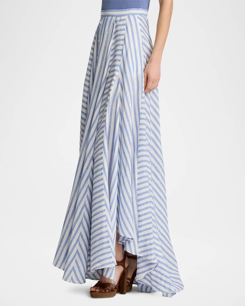 Shamus Umbrella Striped Linen Maxi Skirt