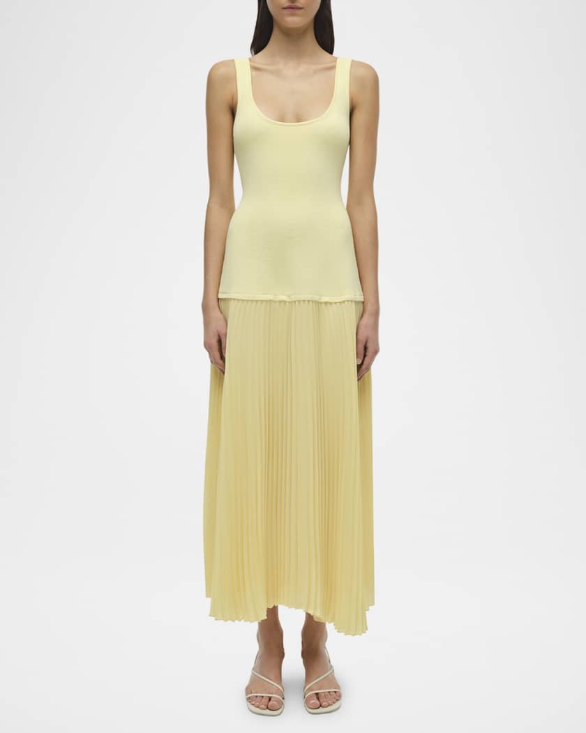 Allana Sleeveless Drop-Waist Combo Midi Dress
