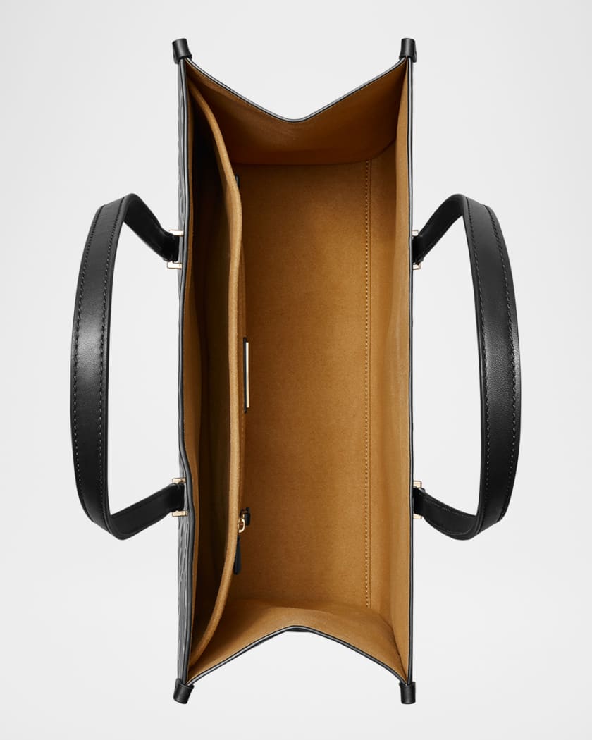 T Monogram Embossed Leather Tote Bag